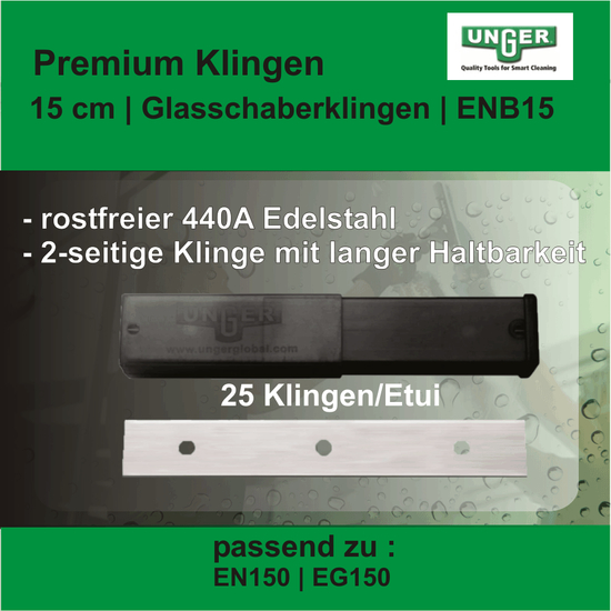 Premium Glasschaberklingen Edelstahl 15cm - ENB15 I Unger