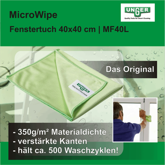 MicroWipe Fenstertuch 40x40 cm I MF40L I Unger