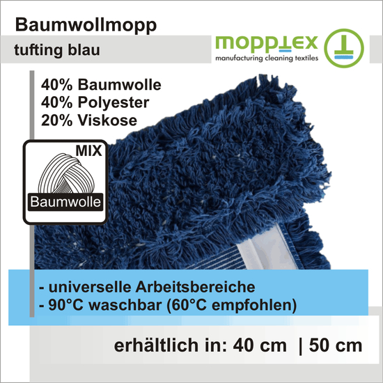 Baumwollmopp tufting blau I Mopptex