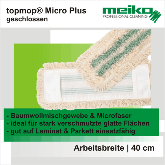 micro plus topmop geschlossen Wischmop Tasche 40 cm I Meiko Textil