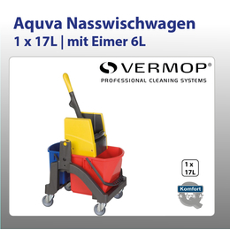 Aquva Nasswischwagen, 1 x 17 l mit Eimer 6l I Vermop