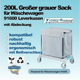 Groer grauer Sack 200l mit Abdeckung fr 916 Leverkusen...