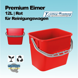 Premium Eimer 12 Liter rot passend fr Reinigungswagen I Trolley-System