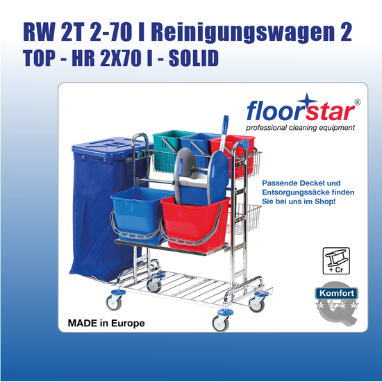 RW 2T 2-70 I Reinigungswagen 2 TOP - HR 2X70 l - SOLID I Floorstar