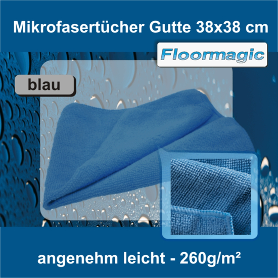 Mikrofasertcher blau Gutte 38 x 38 cm I Floormagic