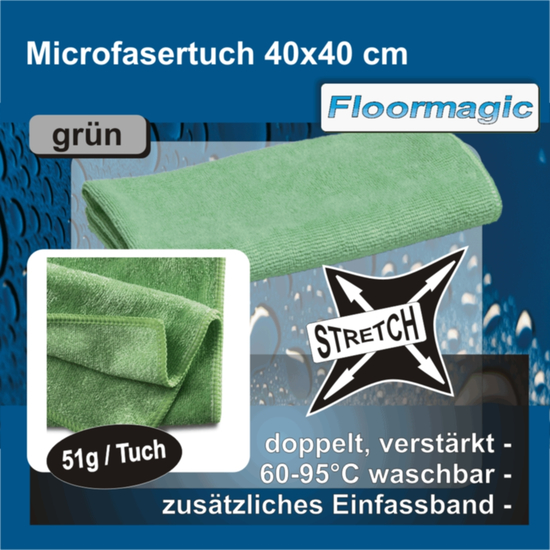 Microfasertcher Stretch 40x40cm, grn I Floormagic