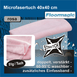 Microfasertcher Stretch 40x40cm, rosa - rot I Floormagic