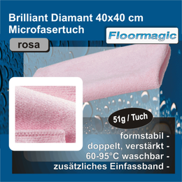 Brillant Diamant Microfasertuch 40x40cm, rosa I Floormagic