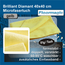 Brillant Diamant Microfasertuch 40x40cm, gelb I Floormagic