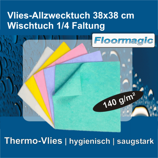 Vliestcher Allzwecktcher 38 x 38 cm, 1/4 Faltung I Floormagic