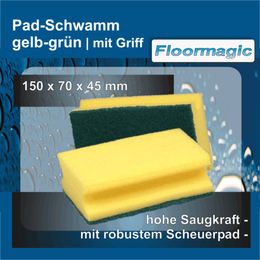 Pad-Schwamm mit Griff 150 x 70 x 45 mm gelb/grn I...
