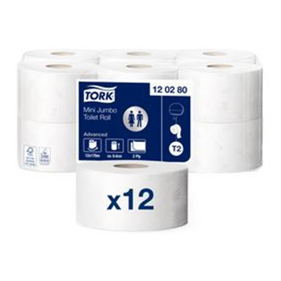 T2 Mini Jumbo Toilettenpapier 2lg naturwei 12 Rollen I Tork