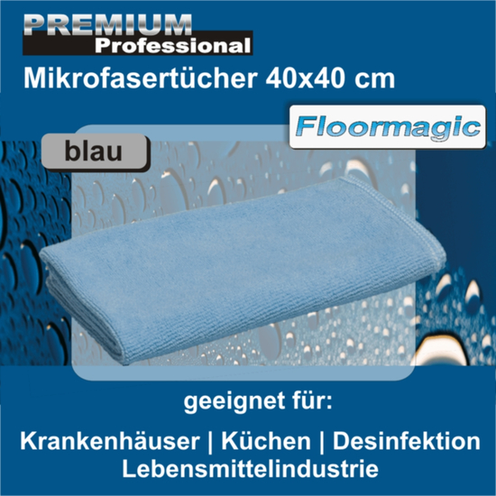 Mikrofasertcher PREMIUM Professional 40x40cm in blau I Floormagic