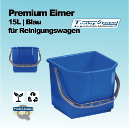 Premium Eimer 15 Liter blau passend fr Reinigungswagen I Trolley-System
