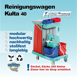 Reinigungswagen Kulta 40 aus hochwertigen Kunststoff mit Presse I Trolley-System