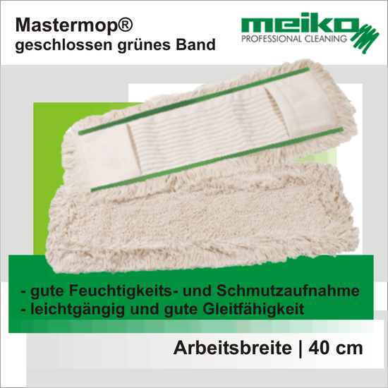 Mastermop geschlossen grnes Band 40 cm I Meiko Textil