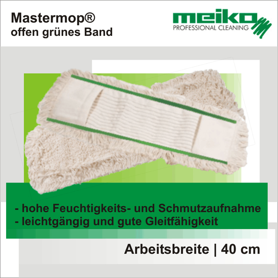 Mastermop offen grnes Band Wischmopp 40 cm I Meiko Textil