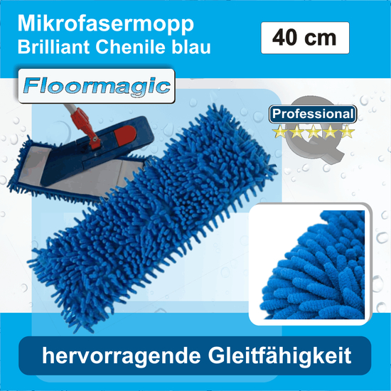 Brillant Chenile blau Mikrofasermop I 40 cm I Floormagic