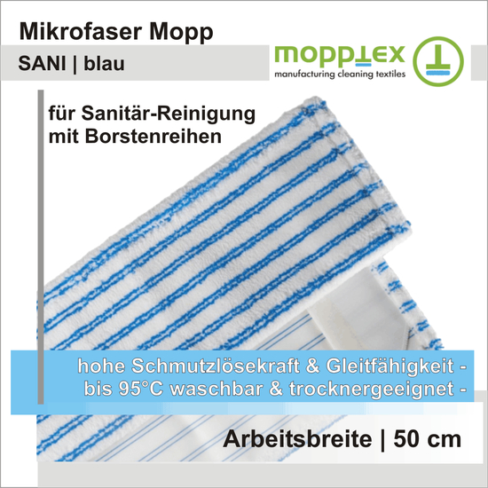 Mikrofaser Mopp SANI blau 50 cm I Mopptex