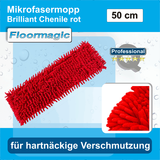 Brillant Chenile rot Mikrofaser Mopp I 50 cm I Floormagic