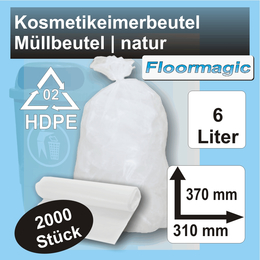 Mllbeutel 6l HDPE 310x370mm Kosmetikeimerbeutel natur 40...