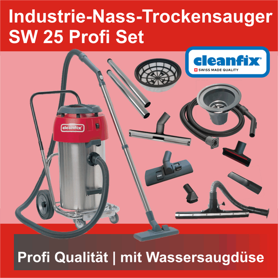 SW 25 Profi Set Industrie- Nass- und Trockensauger inkl. Wassersaugdse I Cleanfix