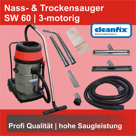 SW 60 I 3-motoriger Nass- und Trockensauger I Cleanfix
