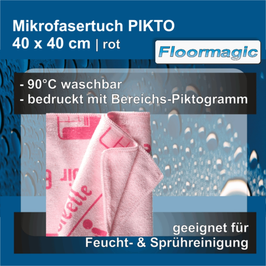 Mikrofasertuch PIKTO rot 40x40 cm I Floormagic