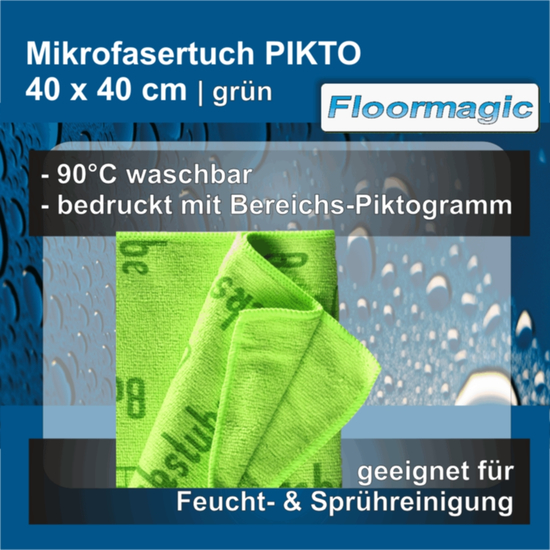 Mikrofasertuch PIKTO grün 40x40 cm I Floormagic
