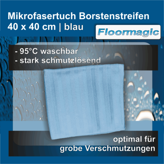 Mikrofasertuch Borstenstreifen blau 40x40 cm I Floormagic