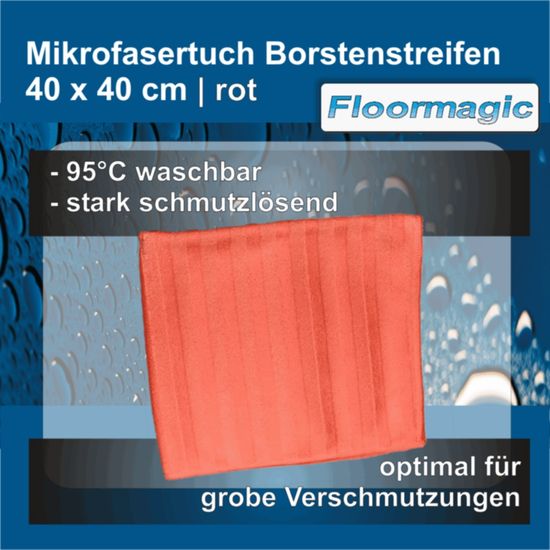 Mikrofasertuch Borstenstreifen rot 40x40 cm I Floormagic