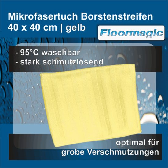Mikrofasertuch Borstenstreifen gelb 40x40 cm I Floormagic