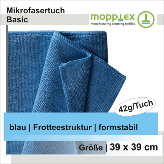 Mikrofasertuch Frotte Basic blau 39x39 cm I Mopptex