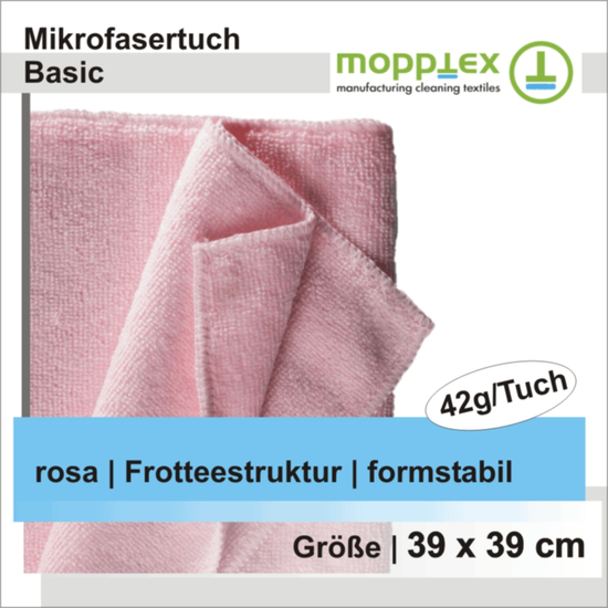 Mikrofasertuch Frotte Basic rosa 39x39 cm I Mopptex