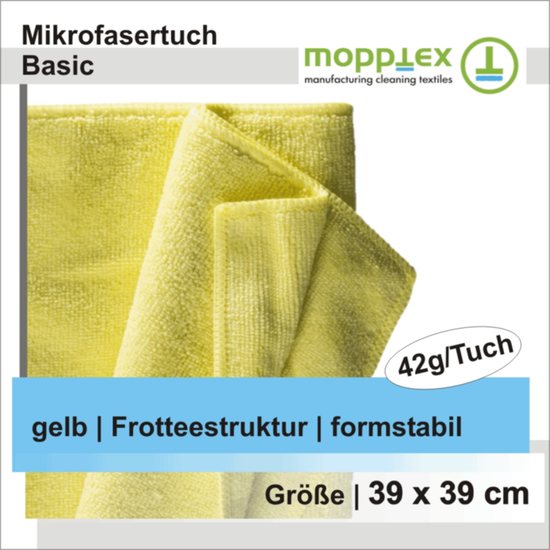 Mikrofasertuch Frotte Basic gelb 39x39 cm I Mopptex