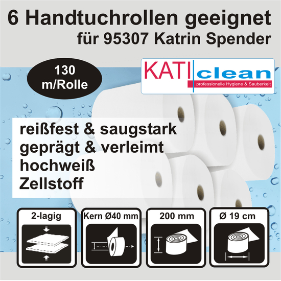 Katiclean 6 Handtuchrollen geeignet für weiß Katrin 95307...