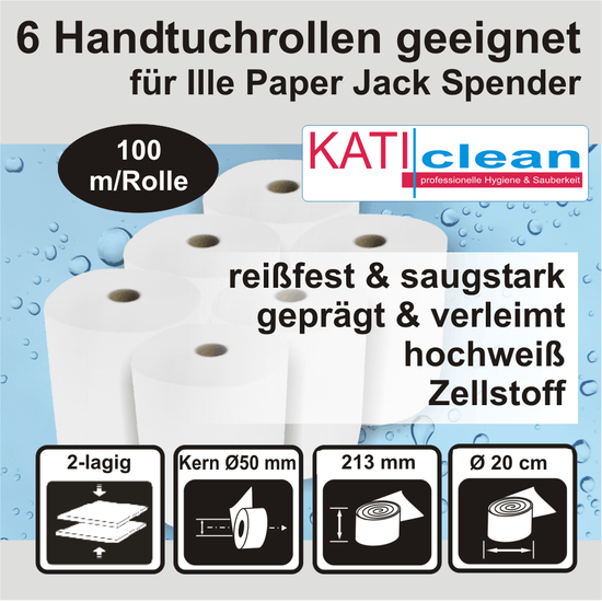 Katiclean 6 Handtuchrollen geeignet für Ille Paper Jack...