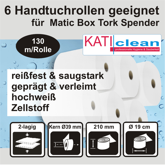 Katiclean 6 Handtuchrollen geeignet für Tork Matic Box...