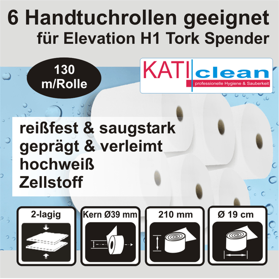 Katiclean 6 Handtuchrollen geeignet für Tork Elevation H1...