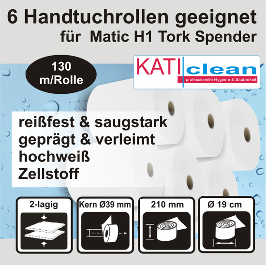 Katiclean 6 Handtuchrollen geeignet für Tork Matic H1...