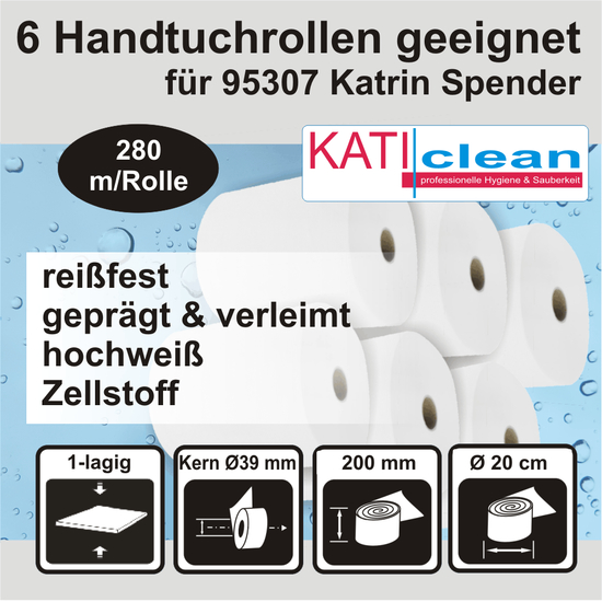 Katiclean 6 Handtuchrollen geeignet für Katrin 95307 Spender