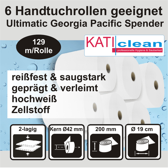 Katiclean 6 Handtuchrollen geeignet für Georgia Pacific...