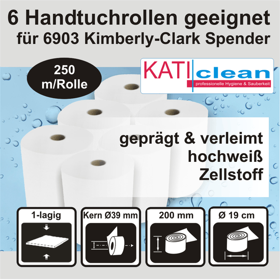 Katiclean 6 Handtuchrollen geeignet für Kimberly-Clark...