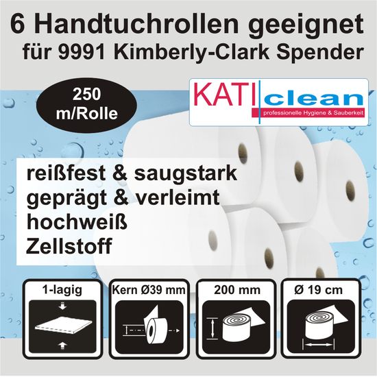 Katiclean 6 Handtuchrollen geeignet für Kimberly-Clark...