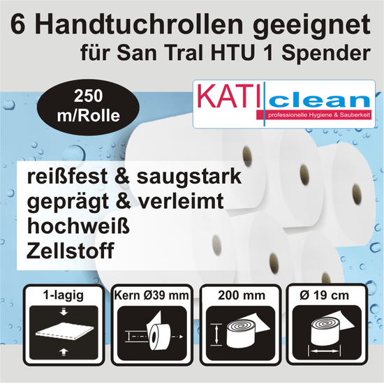 Katiclean 6 Handtuchrollen geeignet für San Tral HTU 1...