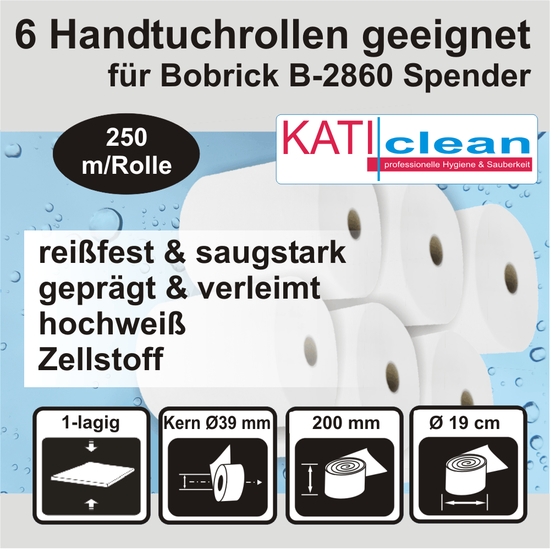 Katiclean 6 Handtuchrollen geeignet für Bobrick B-2860...