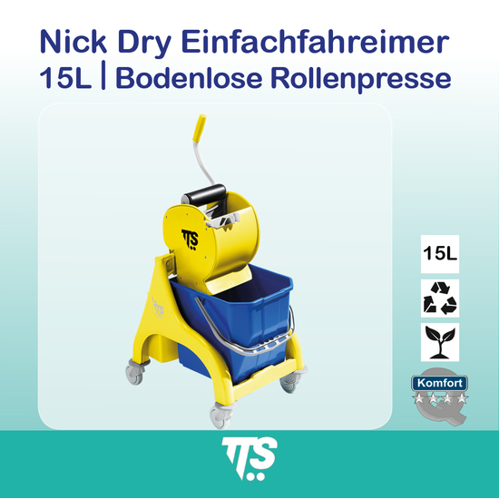 15l Nick Dry Einfachfahreimer I Dry bodenlose Rollenpresse I 00066043 I TTS