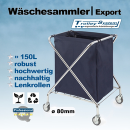 Wäschesammler 150l Export mit Lenkrollen I Trolley-System