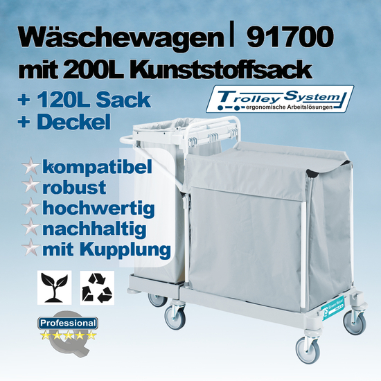 Wschewagen 200l + 120l I Kunststoff-Sack & Deckel I 91700 I Trolley-System