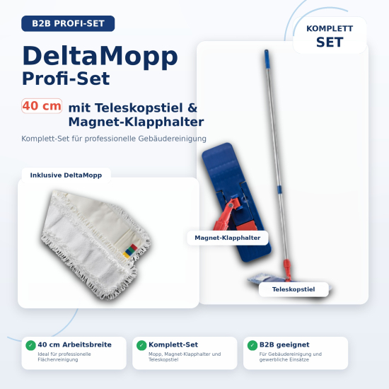 Floormagic DeltaMopp Set 40 cm – Profi Wischsystem für effiziente Gebäudereinigung